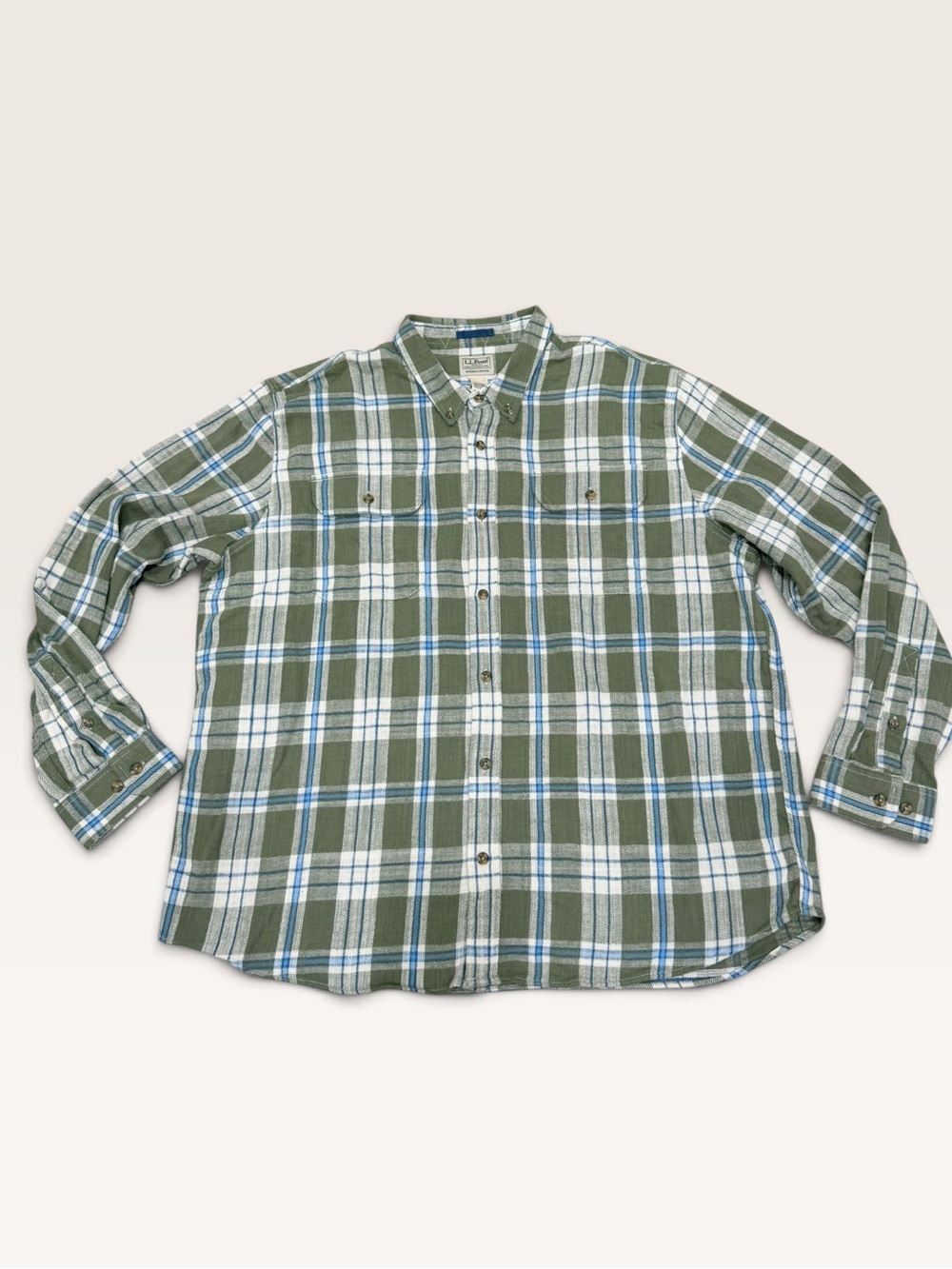 L.L.Bean 1912 Field Flannel Plaid Shirt Slightly Fitted Deep Olive XXL NWT - Picture 15 of 15